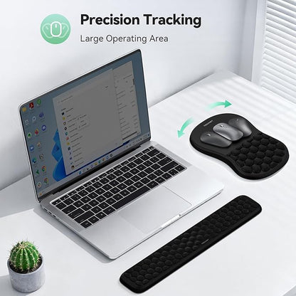 TECKNET Ergonomic Mouse Pad with Wrist Rest,Keyboard Pad and Mousepad with Wrist Support,Massage Design Effectively Relieves Carpal Tunnel Syndrome Suitable for Computers and Laptops