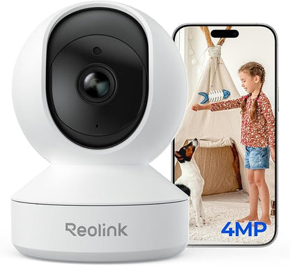 REOLINK 4MP Indoor Security Camera E1, Plug-in 2.4G Wireless WiFi 6 for Baby/Pet Monitor with Phone app, 360 Degree Dog Camera with Person/Pet Detection, Night Vision, 2-Way Talk, Local Storage