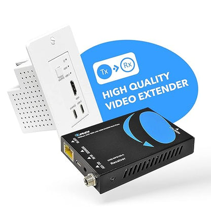 OREI 4K HDMI/USB-C Extender, Over Single Cat6/Cat7 Cable Wall Plate Transmitter 4K @ 60Hz UltraHD with HDR & IR Control - Up to 165 ft