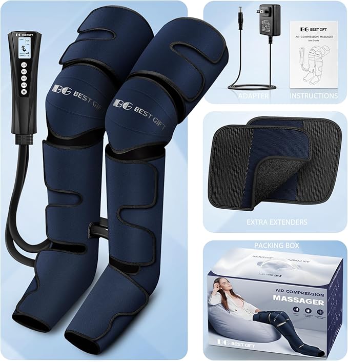 Gifts for Dad Mom Men Women Christmas Mothers Day, Fathers Day, Air Compression Massager with Heat for Foot, Leg, Calf, Thigh, Knee, Helpful for Vericose Veins, Muscle Fatigue, Cramps, Swelling, Edema