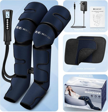 Gifts for Dad Mom Men Women Christmas Mothers Day, Fathers Day, Air Compression Massager with Heat for Foot, Leg, Calf, Thigh, Knee, Helpful for Vericose Veins, Muscle Fatigue, Cramps, Swelling, Edema