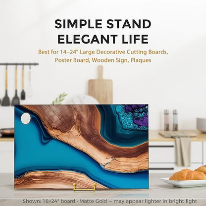 TR-LIFE 12 Inch Large Plate Stands/holder for Display - Metal Picture Frame Holder Stand + Small Easels for Platter, Book, Plaques, Photo, Tabletop Art (Gold 2 Pack)