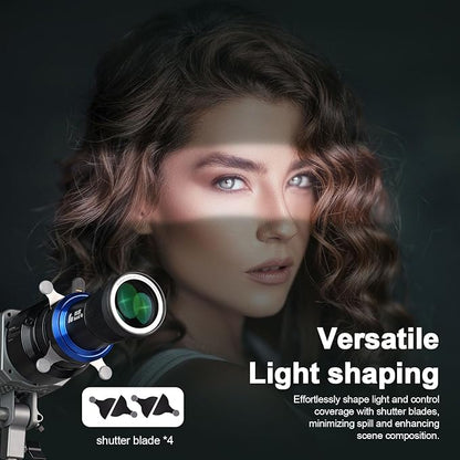 Bussi MG06 Max Bowens Mount Snoot with 40 Gobos, 36° Lens Optical Snoot Spotlight for Photography Video Shape Light Studio, GOBO Light, (Extended Bowens Mount)