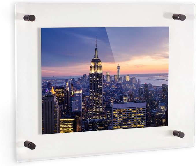 ArtToFrames 18x28 Inch Double Panel Floating Acrylic Picture Frame (Full Frame is 22x32) comes with Black Standoff Hardware, Made in the USA, 2 Pack
