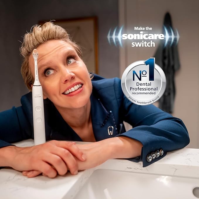 Philips Sonicare DiamondClean Smart 9500 Electric Toothbrush, Sonic Toothbrush with App, Pressure Sensor, Brush Head Detection, 5 Brushing Modes and 3 Intensity Levels, Rosegold, Model HX9923/61