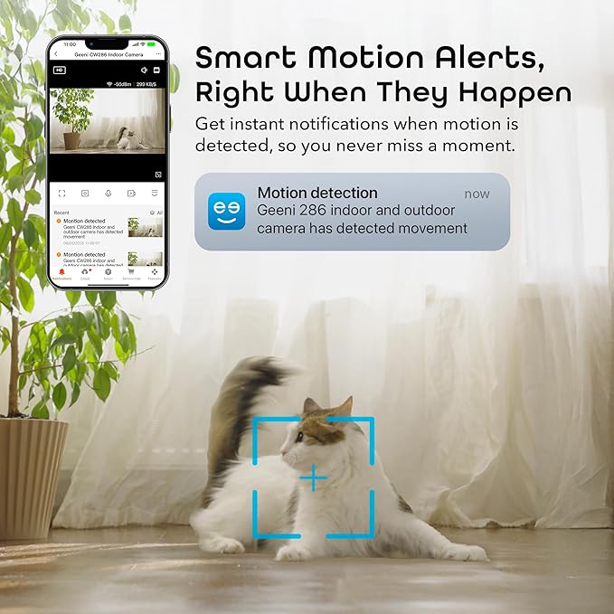 Geeni Mini 1080P Indoor/Outdoor Security Camera 2-Pack, Smart WiFi Cameras with Motion & Sound Detection, Night Vision, 2-Way Audio, Cloud & MicroSD Card Storage, Compatible with Alexa & Google