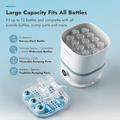 Papablic Bottle Sterilizer and Dryer Pro Max, 13 Bottles Extra-Large Capacity for Big Family, Electric Steam Bottle Sanitizer for Baby Bottles, Parts & Other Newborn Essentials