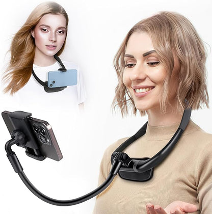 Cell Phone Stand, Neck Cell Phone Holder, Hand Free Flexible Gooseneck Phone Holder for Bed, Neck Phone Holder POV/Vlog Selfie Mount, Universal Multi-Functional Phone Stand for 4.7''-6.7'' Phone