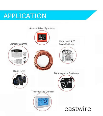 eastwire 18/5 50ft Thermostat Wire 18/5 18 Gauge 5 Conductors ETL 18-5 50 Feet Brown (18/5, 50ft)