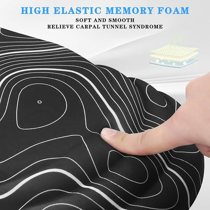 Mouse Pad Wrist Wrist Rest, Comfortable Memory Foam Wrist Rest, Non-Slip PU Base, Ergonomic Wrist Support and Arm Rests for Gaming, Office, Computer Use, Relieve Typing Pain (Black Line)