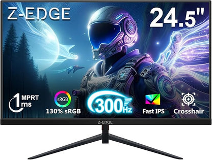 Z-Edge 24.5 inch 300Hz 280Hz 240Hz Gaming Monitor, UG25S FHD 1080p, Ultra Fast MPRT 1ms, IPS Monitor Gaming, PC Computer Monitor, 16.7M Colors, DP x2, HDMI x2