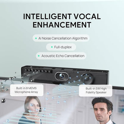 Yealink UVC34 4K Conference Room Camera System 10 Microphone 8 MP All-in-One Video Conferencing System AI Auto Framing 120° Field of View Microsoft Teams Certified Webcam Zoom Rooms USB-A