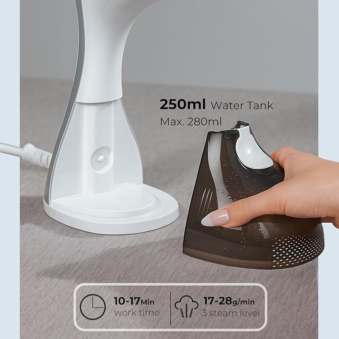 Mafilise Steamer for Clothes, 20S Heat Up, 1500W & 3 Steam Settings, Ceramic Soleplate with 13-Vent, 2-in-1 Clothing Iron Wrinkle Removal for All Fabrics, Portable & Travel-Ready