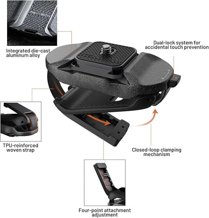 PGYTECH Beetle Camera Clip V2 with Plate, Quick Release Camera Backpack Clip, Arca-Swiss Compatible, SnapLock System for Sony/Nikon/Fuji/DSLR Cameras, Instant Mounting & Hands-Free, Aurora Purple