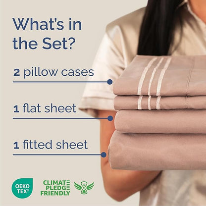 Queen Size 4 Piece Sheet Set - Comfy Breathable & Cooling Bed Sheets Set - Hotel Luxury Bedding for Women, Men, Kids, Teens, Boys & Girls - Deep Pockets, Ultra-Soft, Wrinkle Free - Oeko-Tex - Mauve