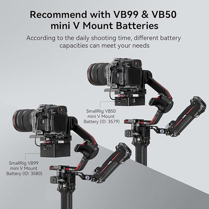 SMALLRIG Mini V Mount Battery Plate for DJI RS 3 / RS 3 Pro/RS 2 / RSC 2 Gimbals, Comes with V-Lock, Cold Shoe & 1/4"-20 Threaded Holes for V Mount Battery & NP-F Battery - 4189
