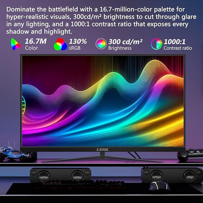 Z-Edge 24.5 inch 300Hz 280Hz 240Hz Gaming Monitor, UG25S FHD 1080p, Ultra Fast MPRT 1ms, IPS Monitor Gaming, PC Computer Monitor, 16.7M Colors, DP x2, HDMI x2