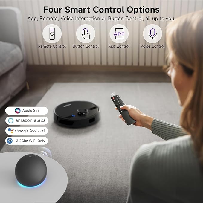 MONSGA Robot Vacuum and Mop Combo, 6000Pa Robotic Vacuum with 3.5L Self Emptying Station, Lidar Navigation Robot Vacuum Cleaner, 180mins Runtime, APP/Remote/Voice Control, for Hard Floors and Carpets