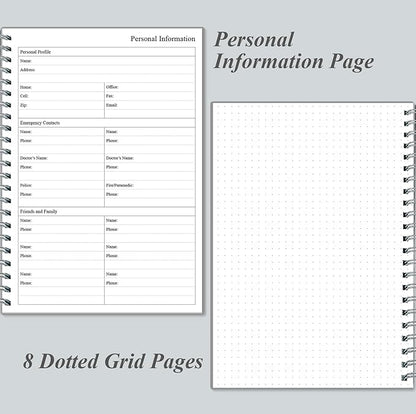 Daily Planner Undated - A5 To Do List Notebook Hourly Schedules, Spiral Appointment Planner for Women and Men, PVC Hardcover, Inner Pocket, Elastic Closure, 5.8" x 8.3", Grey