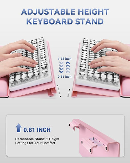 Laborio Computer Keyboard Stand for Desktop, 2-Level Height Adjustment Keyboard Wrist Rest, Non-Slip Key Board Riser Pad for Office, Gaming, and Home Desks(Pink)