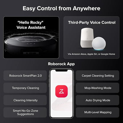 roborock Saros 10 with Refill & Drainage System Robot Vacuum and Mop, 22,000Pa Suction, AI Obstacle Avoidance, 3.14-inch Ultra Thin, Intelligent Dirt Detection, Zero Tangling Main Brush, Hot Water Mop