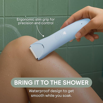MERIDIAN Slimmer Trimmer – Electric Razor for Women, Bikini Line & Pubic Hair Trimmer, Rechargeable & Waterproof, Painless, Flawless Shave for Sensitive Skin, Gentle, Quiet & Travel-Friendly, Sage
