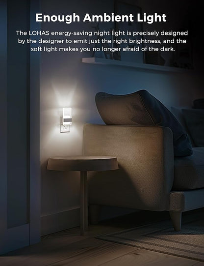 L LOHAS LED Night Light, Night Lights Plug Into Wall, Decorative Nightlight with Light Sensor, 0-100LM Dimmable Nightlights, Daylight Wall Sconce-Style Acrylic Nitelight for Bathroom, Hallway,Gift