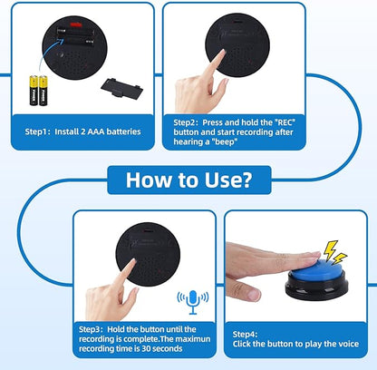 4 Pack Portable AAC Communication Devices for Autism Individuals with Communication Difficulties, Communication Device for Nonverbal Kids, Voice Recording Buttons for Schools, Home, Treatment Courses