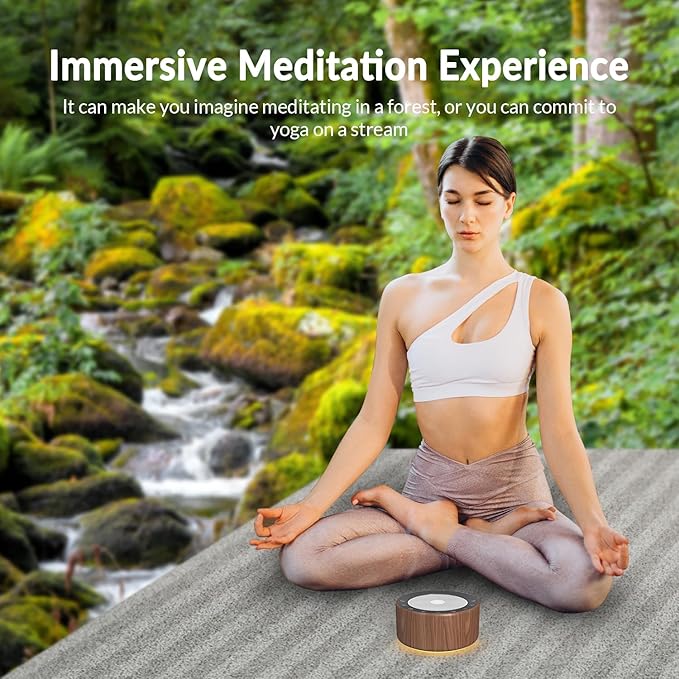 Tibetan Meditation Singing Bowl Machine - 7 Singing Bowls Sounds, Crystal Healing, Chakra Healing, Mindfulness and Stress Relief Timer and Memory Features for Women/Men