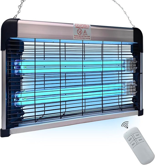 UV Light Sanitizer with Ozone 76 Watts (2x38W), UVC Disinfection Lamp w/Remote Control, Odor and Dust Mite Removal, Ultraviolet Light for Kitchen/Basement/Bathroom Black