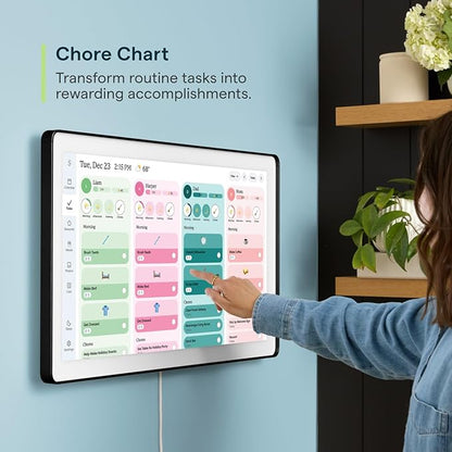 Skylight Calendar Max: 27-Inch Smart Digital Calendar & Chore Chart, Family Organizer with Interactive Touchscreen Display – Wall Mountable in Portrait or Landscape, Charcoal Shadowbox Frame