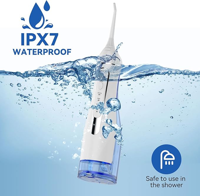 Cordless Portable Water Flosser with 300ML Tank: Rechargeable Oral Irrigator with 5 Tips for Travel, Braces Care and Sensitive Gums, IPX7 Waterproof Teeth Cleaning Device(Black)