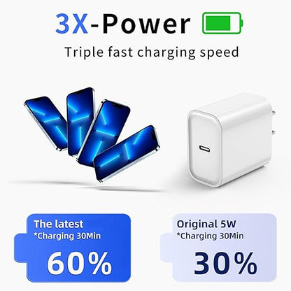 iPhone Fast Charger, iPhone Charger Fast Charging 2Pack PD 6FT Type C Quick USB C to Lightning Cable Cord Fast Charger iPhoneUSB C Wall Block Plug for iPhone14 13 12 11 Pro Max XR XS X, iPad, AirPods