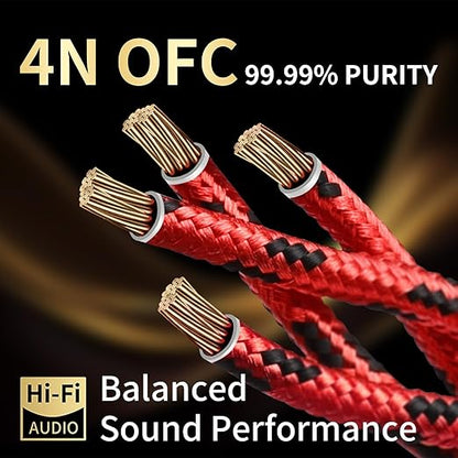 12 AWG 2Pack Audiophile Speaker Cable – Speaker Wire with Banana Plugs,4N OFC Core,Nylon Braid,Audio Wire,Compatible with Amplifier,Speakers,AV Receiver& Home Theater（8.2ft/2.5m）
