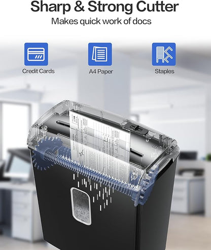 Locksworth 8-Sheet Micro-Cut Paper Shredder, P4 High Security, 4 Gallon Bin, 2-Minute Continuous Run, Home & Small Office Use