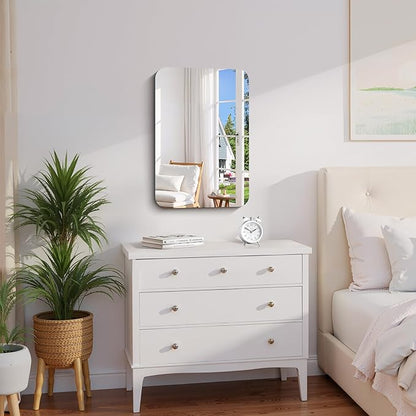 CILIBER Frameless Wall Mirror, 16" x 24" Rectangle Bathroom Mirror Rounded Corner, HD Shatterproof Vanity Mirror with Polished Edge for Over Sink, Bedroom, Entryway, Vertical or Horizontal