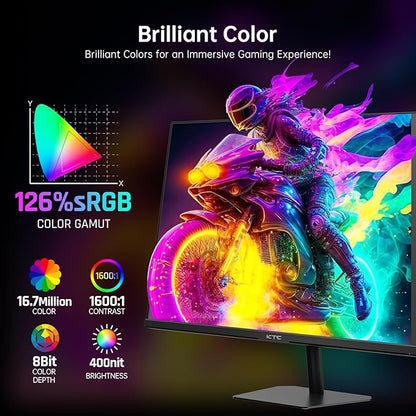 KTC 24 inch 190Hz/180Hz Gaming Monitor,HDR 400 Fast IPS Screen,FHD 1080P Monitor, 133% sRGB,AdaptiveSync,1ms Response Time,HDMI *2&DP*1,Tilt Adjustable, Eye Care