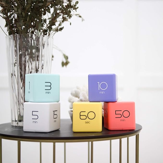 mooas Cube Timer (Mint), Flip Timer Productivity Timer, Time Management, Block Timer Kids Cube Timer Kitchen Timer Desk Timer for Studying Workout Classroom 1, 3, 5, 10 min Timer Setting