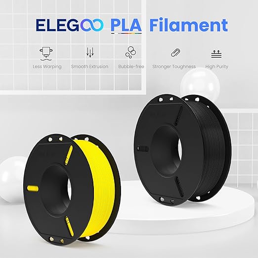 ELEGOO 250g PLA 3D Printer Filament Bundle 1.75mm, 8 Colors Dimensional Accuracy +/- 0.02mm, 8 Pack 250g Spool for Most FDM 3D Printer, Black/White/Red/Dark Blue/Gray/Yellow/Orange/Neon Green