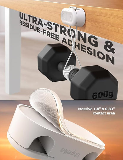 Magnetic Cable Clips - Chfeila 4Pack [Dual Slot] [360°Rotating & Twist-Lock] Cord Management, Adhesive Phone Charging Keeper, Wire Organizer Holder for Nightstand, Home Office Desk Accessories Decor