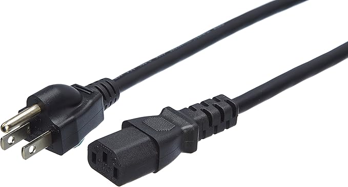 Amazon Basics Computer Monitor TV Replacement Power Cord, 12 ft, 24 count, Black