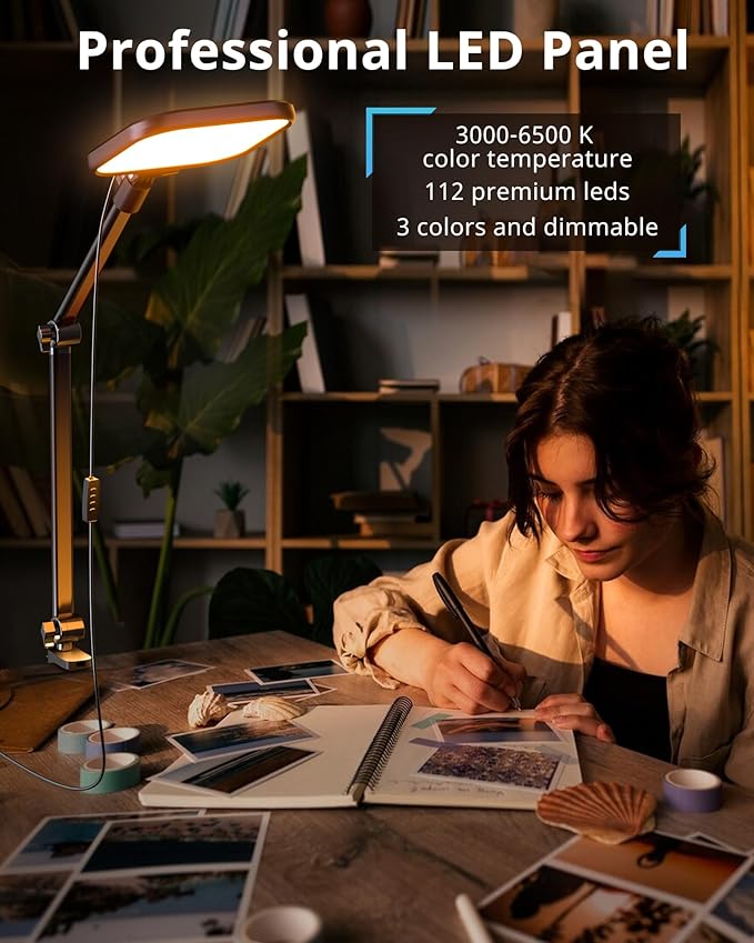 UBeesize Streaming Light (1 Pack), 8" Ring Light for Desk with Clamp and Adjustable Arm, Zoom Lighting for Computer, Video Conference Lighting for Home Office, Video Calls, Streaming, Podcasting
