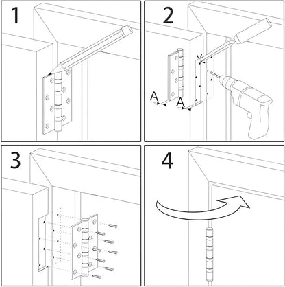 Rounded Door Hinges 3-1/2" x 3.5 inch, 5/8 Radius, Matte Black 3 ½ Inch 6 Pack
