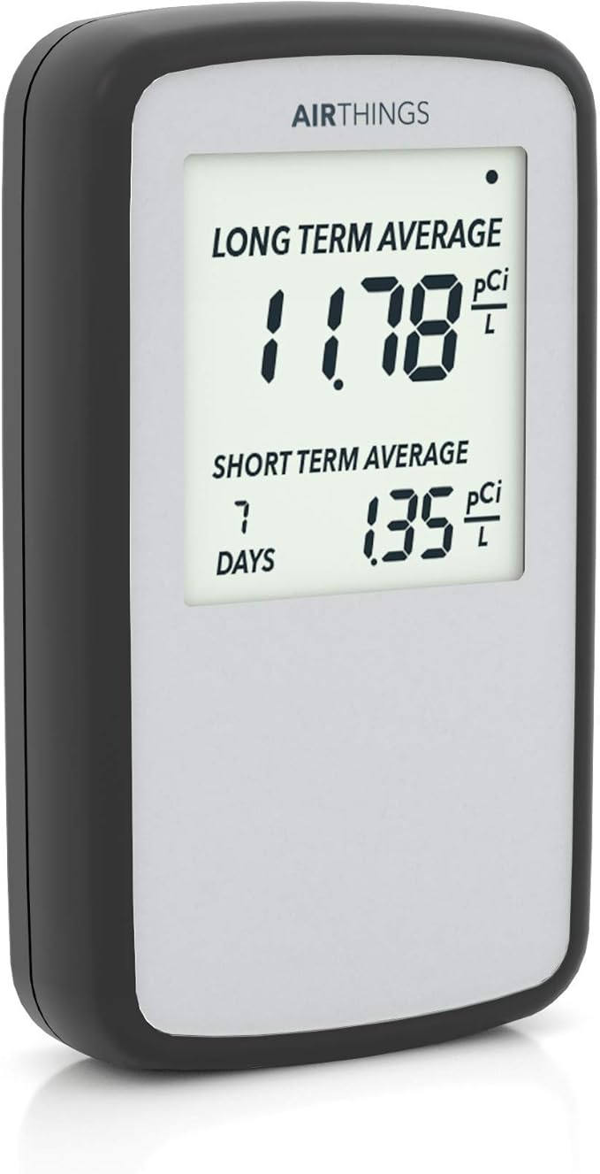 Airthings Corentium Home Radon Detector 223 Portable, Lightweight, Easy-to-Use, (3) AAA Battery Operated, USA Version, pCi/L