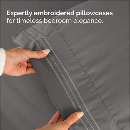Twin XL Size 3 Piece Sheet Set - Comfy Breathable & Cooling Bed Sheets Set - Hotel Luxury Bedding for Women, Men, Kids, Teens, Boys & Girls - Deep Pockets, Soft, Wrinkle Free - Oeko-Tex - Dark Grey