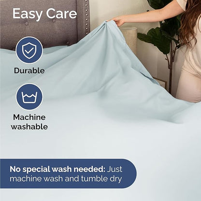 Twin Size 3 Piece Sheet Set - Comfy Breathable & Cooling Bed Sheets Set - Hotel Luxury Bedding for Women, Men, Kids, Teens, Boys & Girls - Deep Pockets, Ultra-Soft, Wrinkle Free - Oeko-Tex - Ice Blue