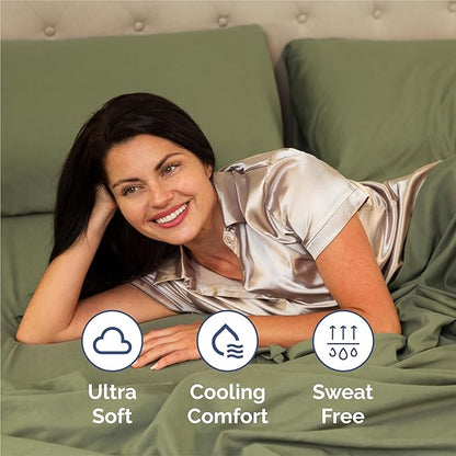 Split King Size 5 Piece Sheet Set - Comfy Breathable & Cooling Bed Sheets Set - Hotel Luxury Bedding for Women, Men, Kids, Teens, Boys & Girls - Deep Pockets and Wrinkle Free - Oeko-Tex - Sage Green