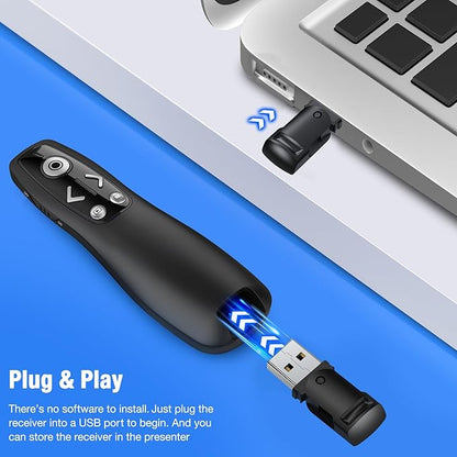 Presentation Clicker Wireless Presenter Remote for PowerPoint, Powerpoint Clicker with Volume Control PowerPoint Slide Advancer for Mac, Computer, Laptop-E600