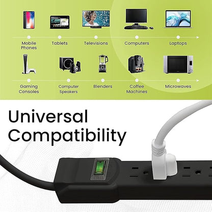 GoGreen Power Inc. (G-16103M-12BK-2) 6 Outlet Surge Protector, 12FT Cord, Black, 2 Pack