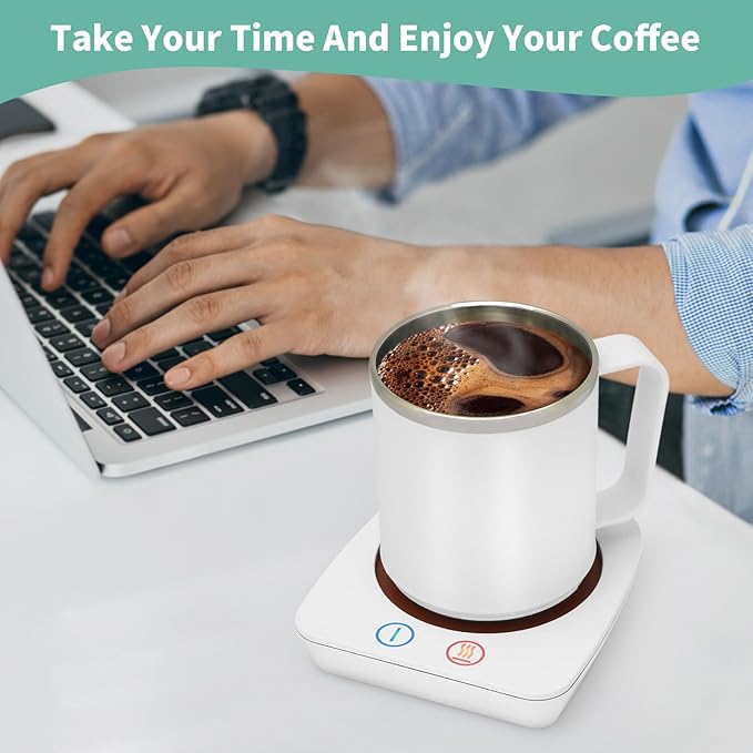 VOBAGA Mug Warmer, Coffee Warmer with 15OZ Mug Set for Home Office Home Desk, Coffee Cup Warmer with 3 Temperature Settings for Tea, Cocoa with Auto Shut Off for Holiday Birthday Coffee Gifts